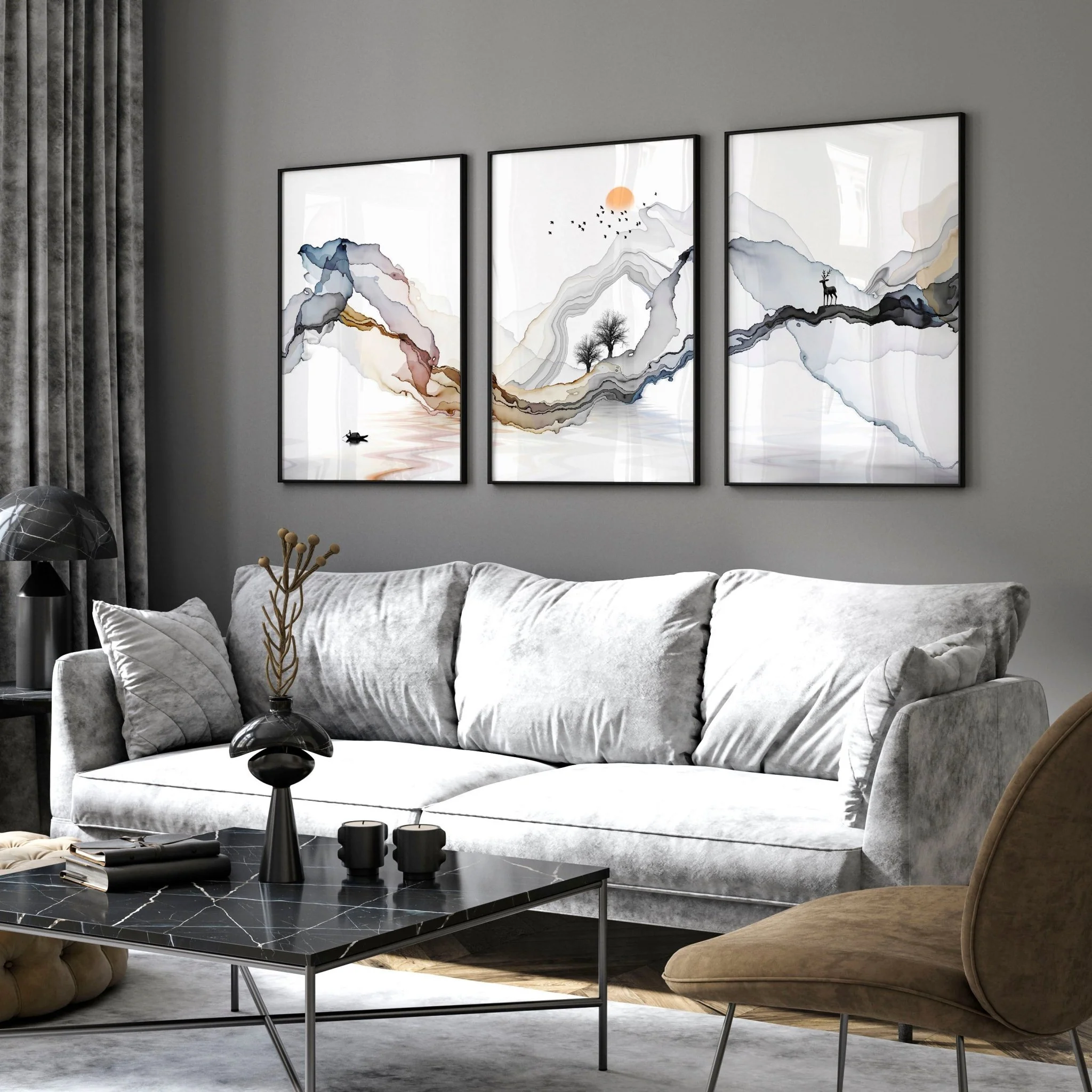 Framed print set of 3 | Landscape wall art for Living room - Image 9