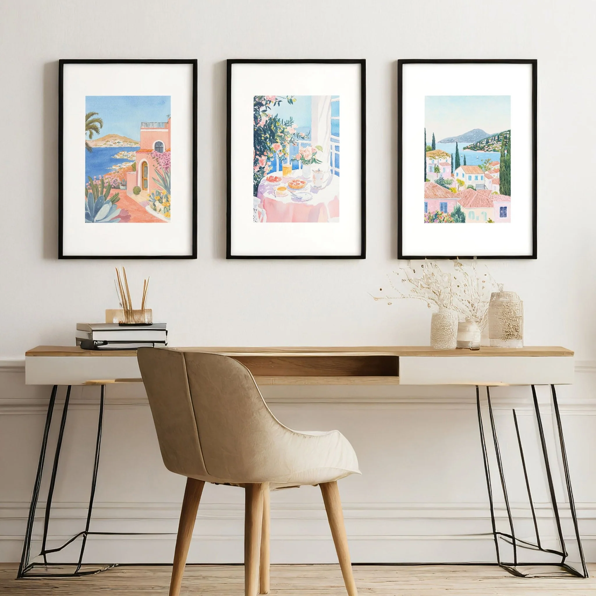 Framed Print Wall | Set of 3 Beach Decor Wall art Prints - Image 4