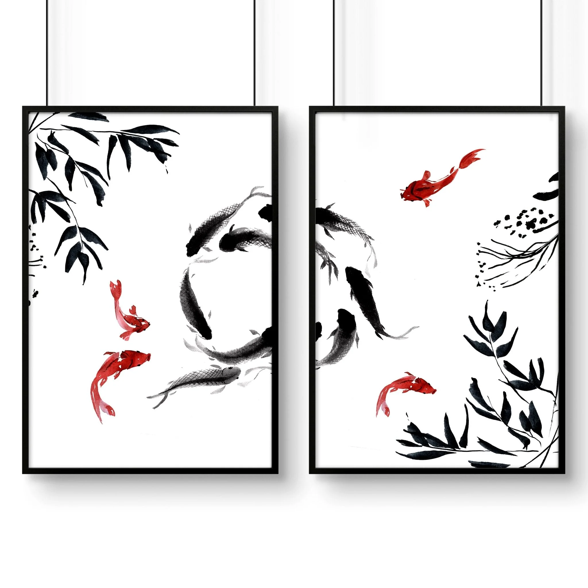 Framed prints for living room | set of 2 Koi wall art - Image 8