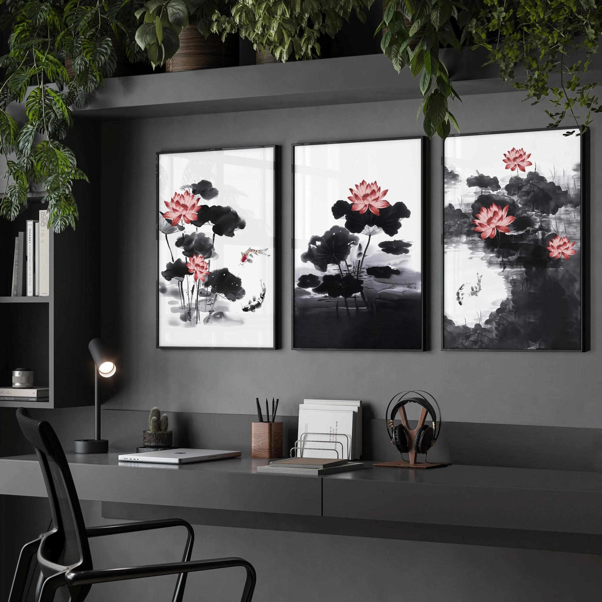 Framed Prints For Wall | Set of 3 Asian Inspired Wall art Prints