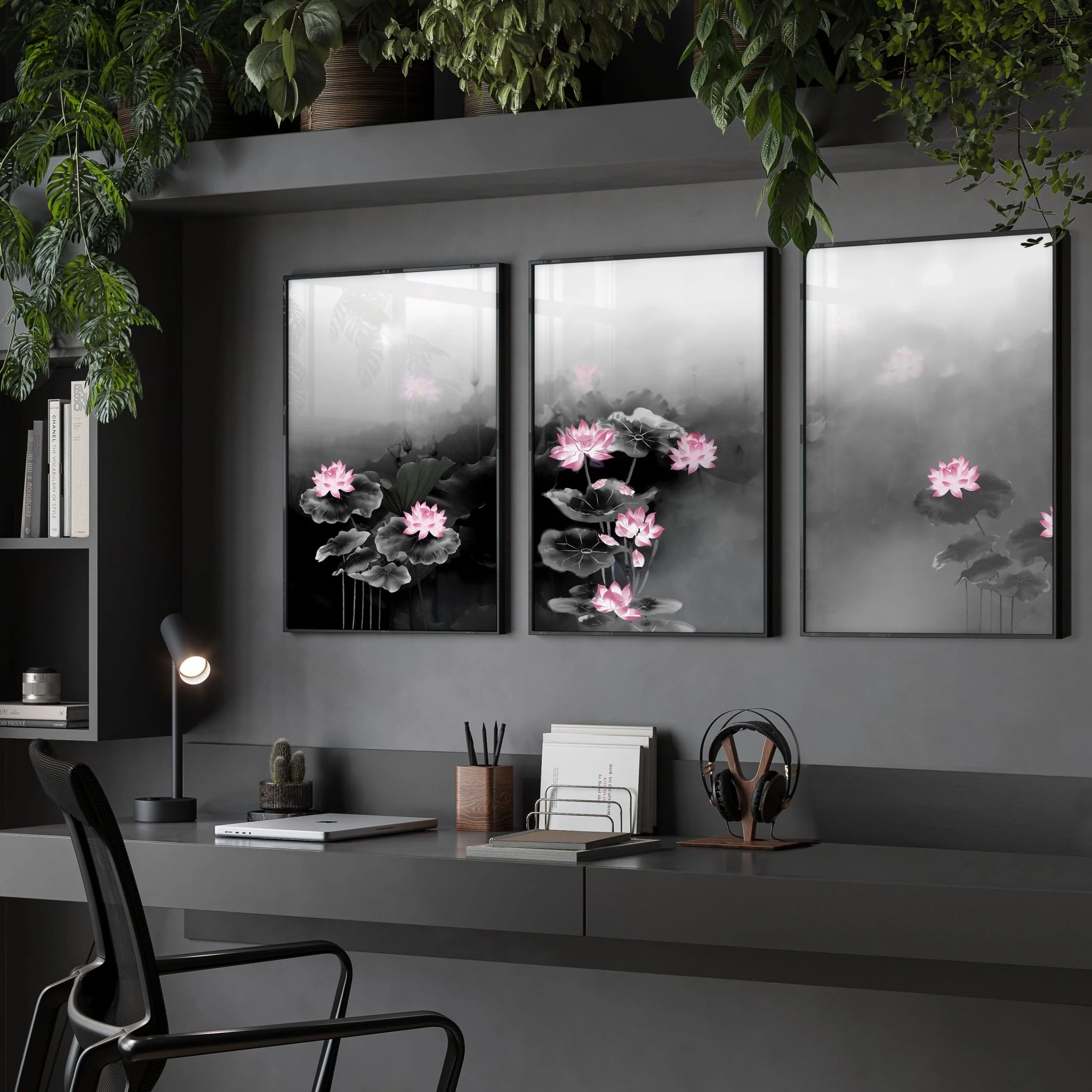 Framed Prints Wall | Set of 3 Asian Inspired Wall art Prints