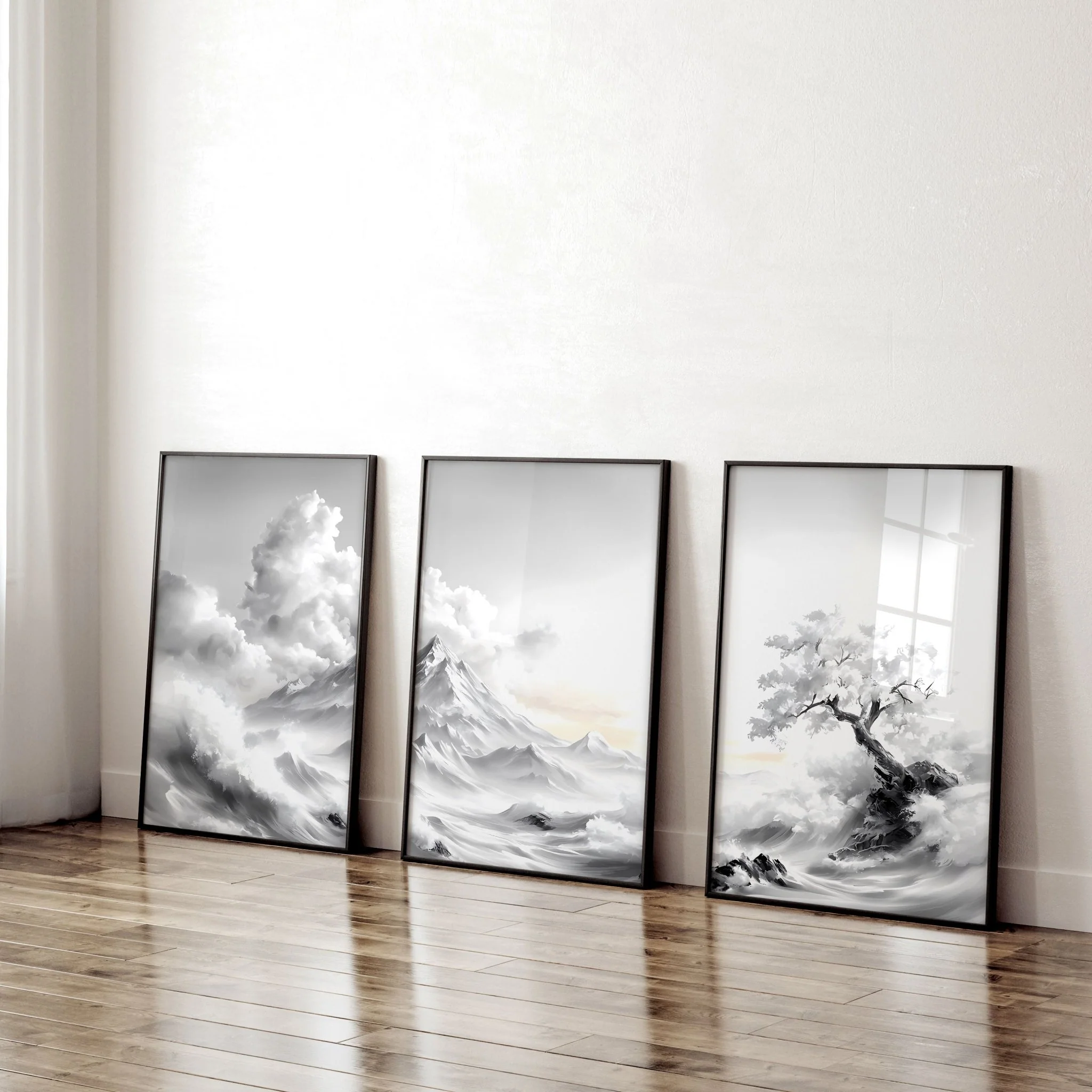 Framed Wall Art Sets of 3 | Set of 3 Asian Inspired Wall art Prints - Image 2
