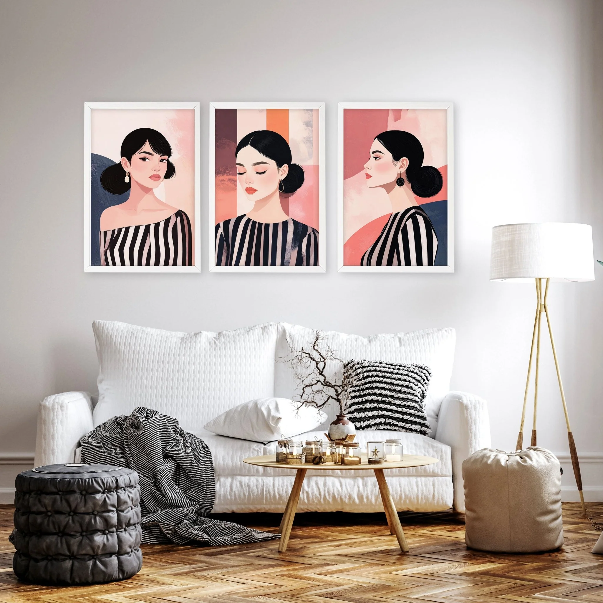 Frames Living Room | Set of 3 Boho Women Wall art Prints - Image 7