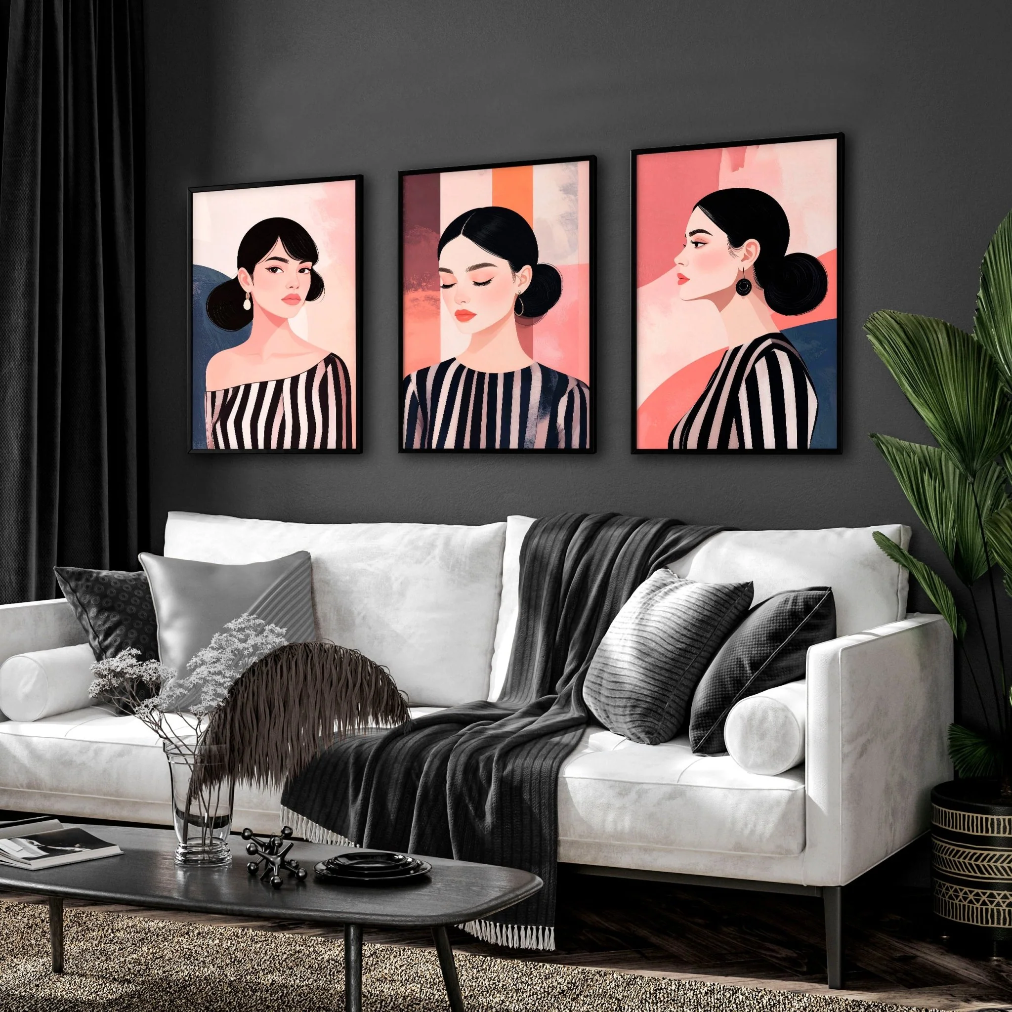 Frames Living Room | Set of 3 Boho Women Wall art Prints - Image 8