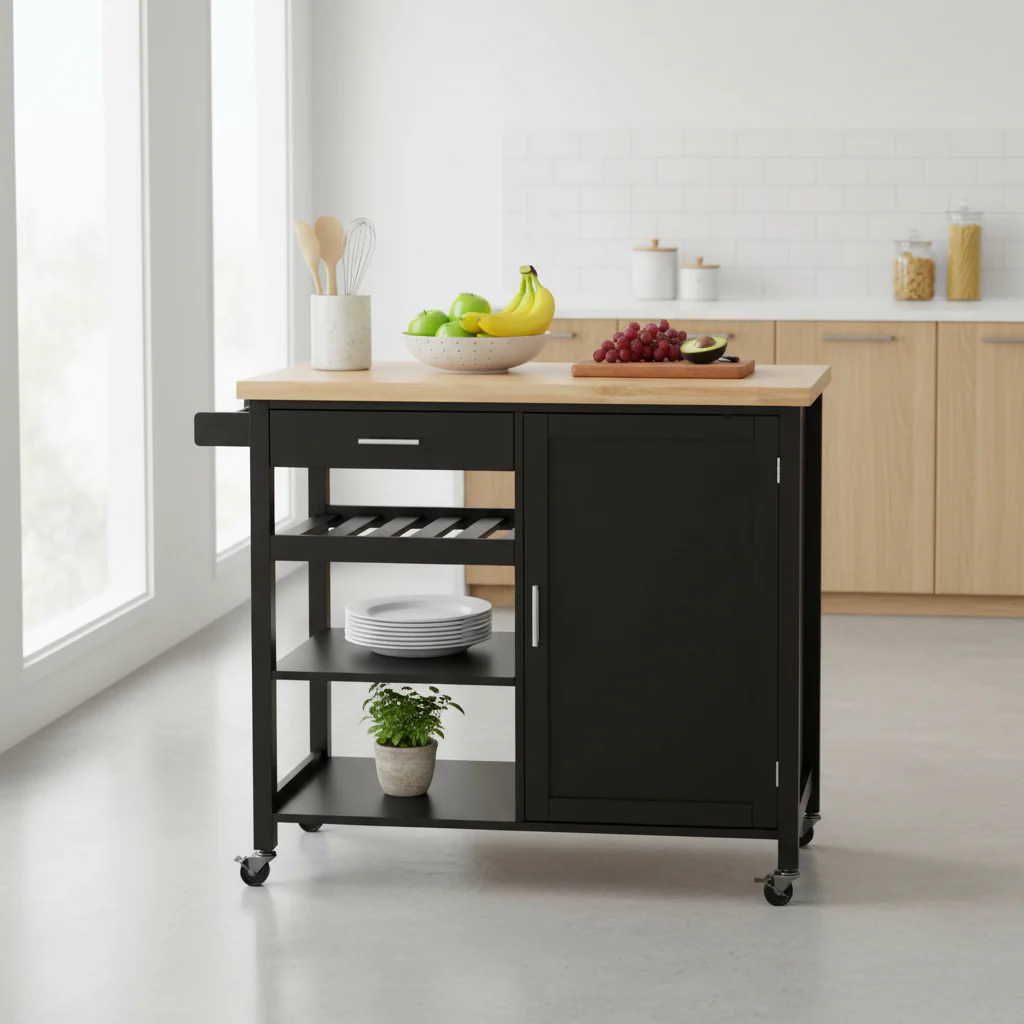 Frankfurt Black Kitchen Trolley - Image 4