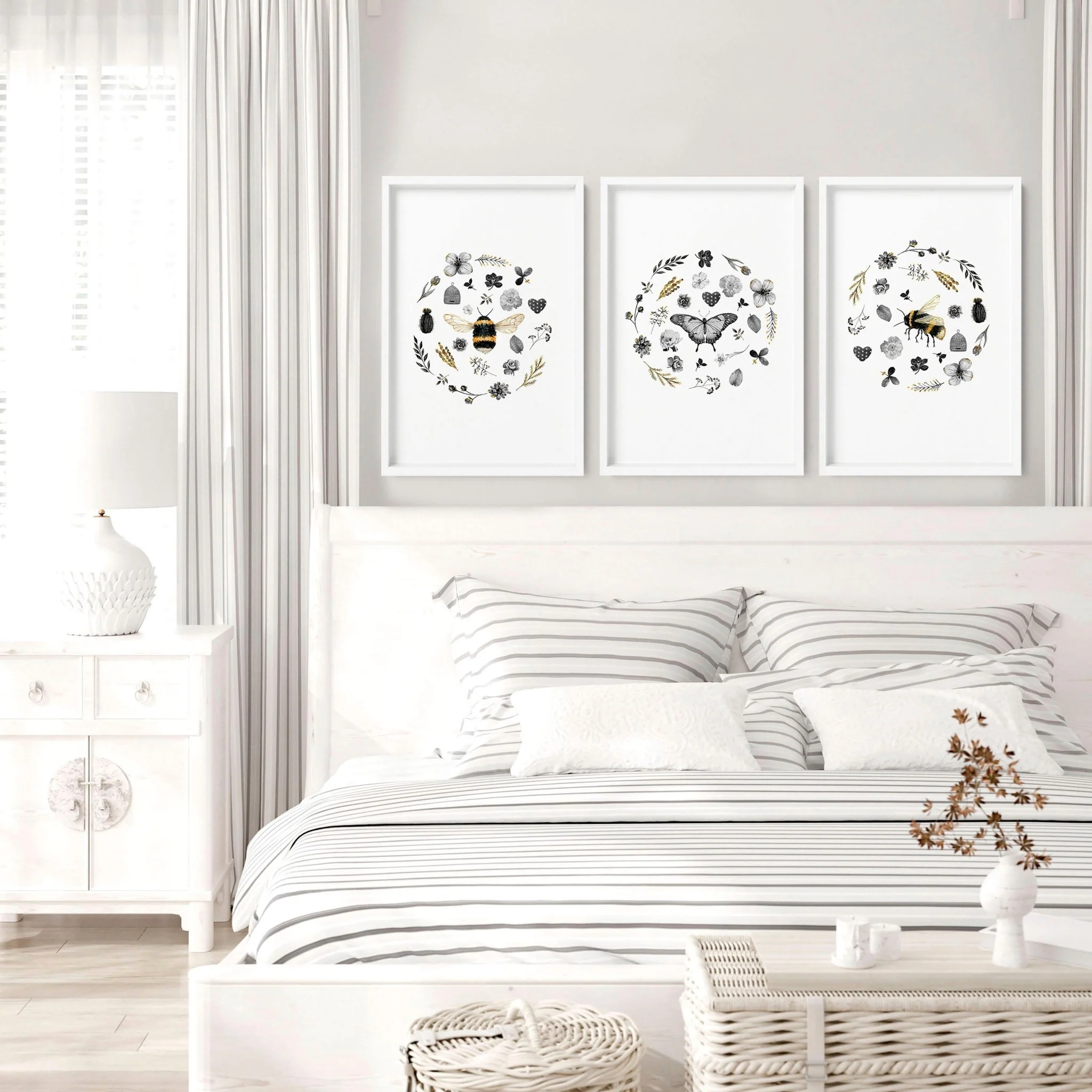 French country bedroom decor | set of 3 framed wall art prints - Image 4