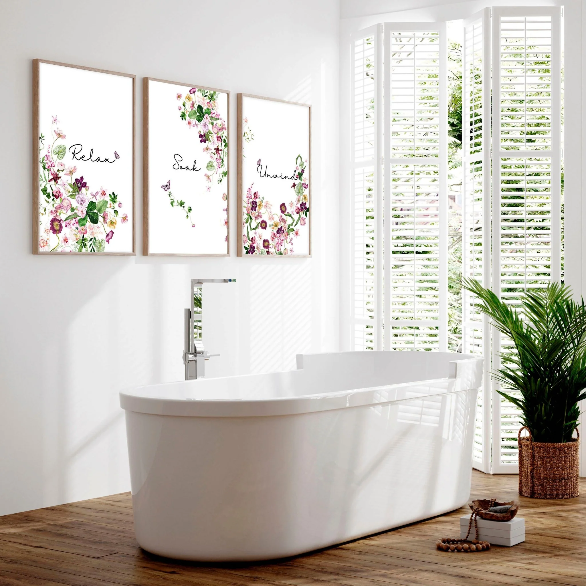French style country bathrooms | Set of 3 framed wall art - Image 2