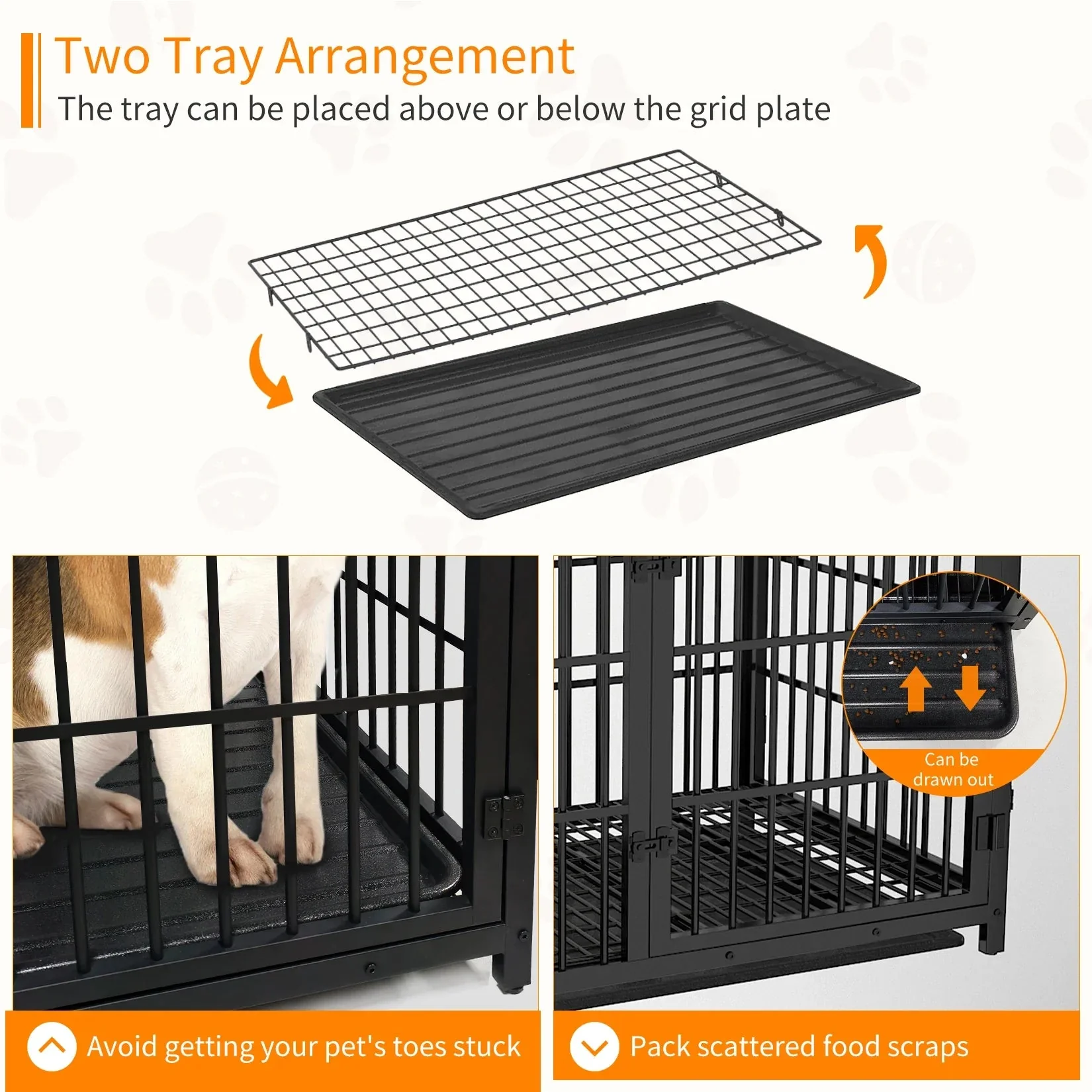 Furniture Style Dog Cage XXL Wooden Pet Kennel End Side Table with Tray and 3 Doors for Medium to Large Dogs - Image 6
