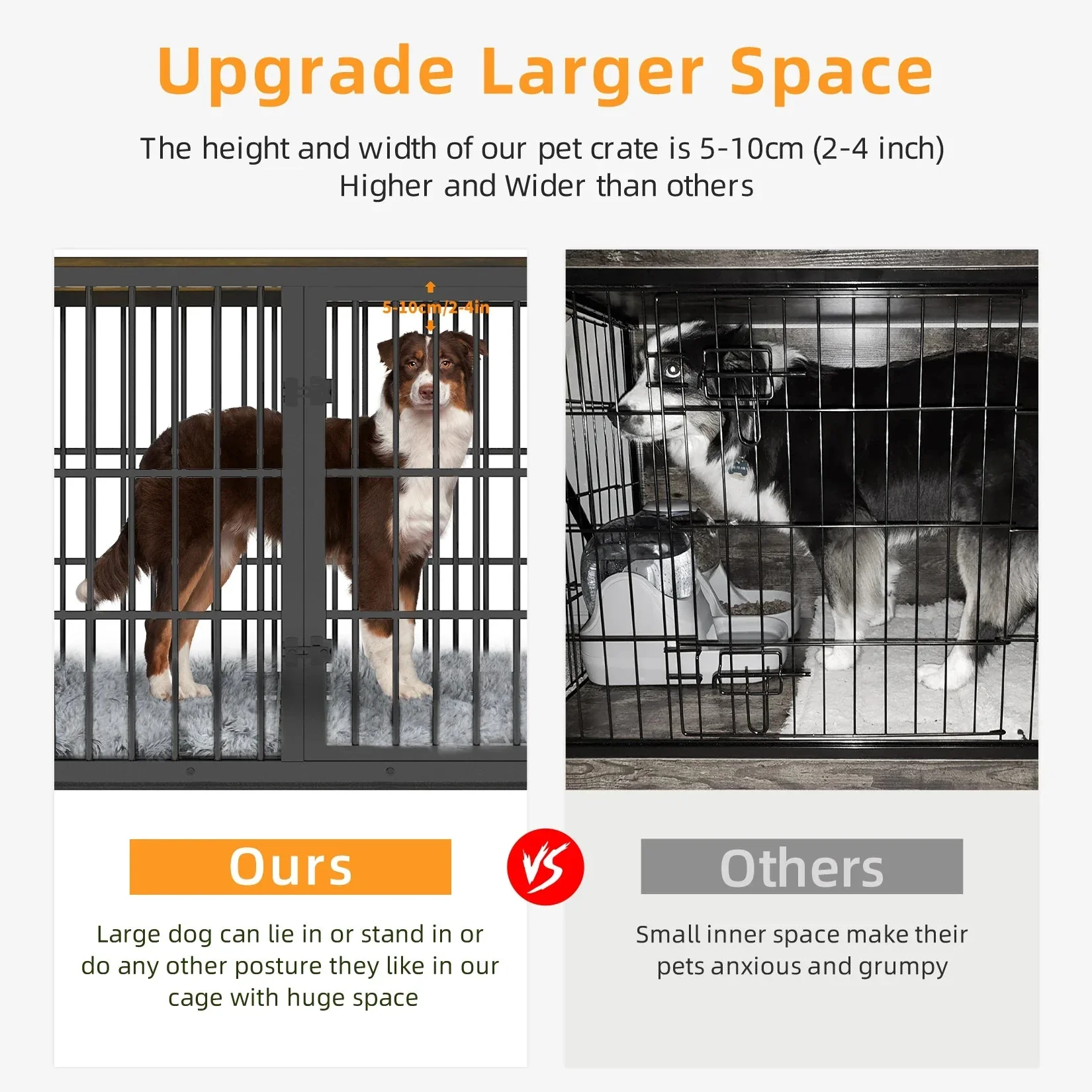 Furniture Style Dog Cage XXL Wooden Pet Kennel End Side Table with Tray and 3 Doors for Medium to Large Dogs - Image 8