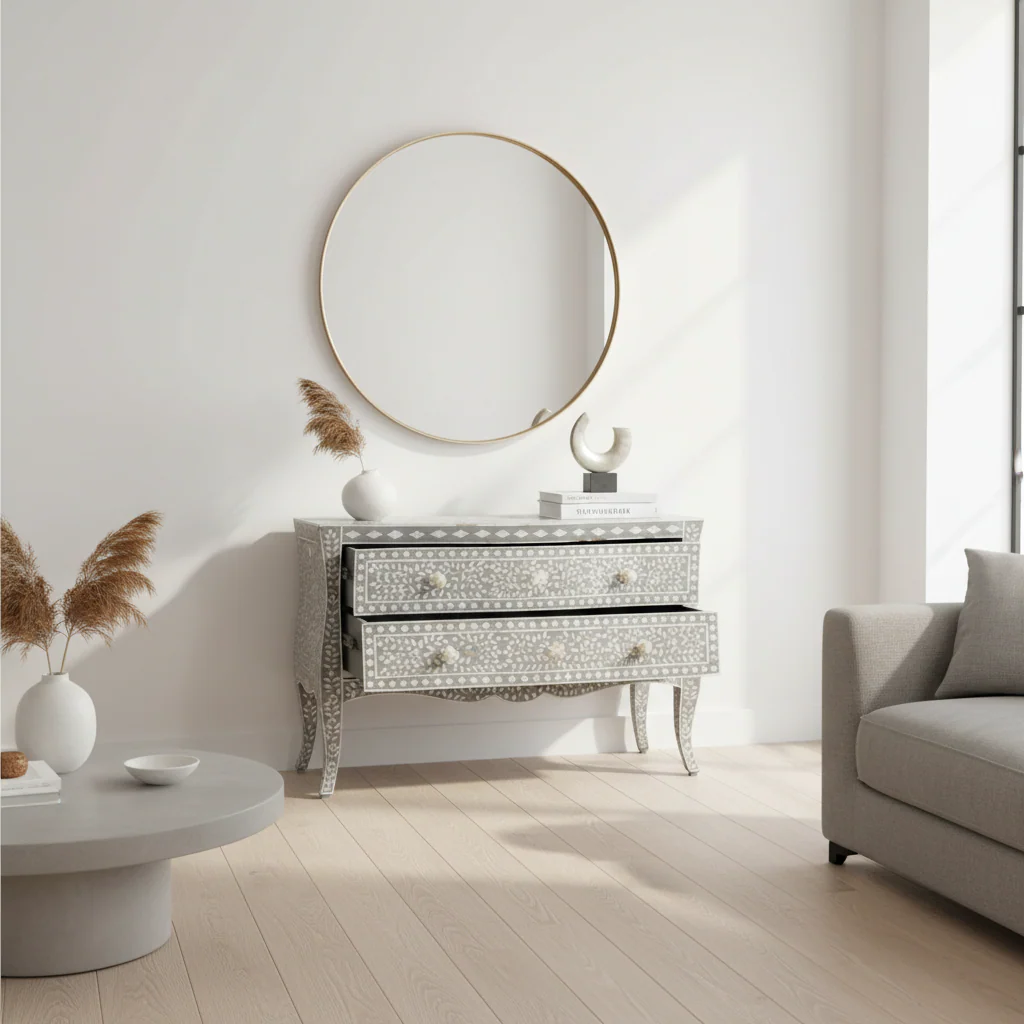 Fusion 2 Drawer Chest with Mother of Pearl Inlay - Image 4