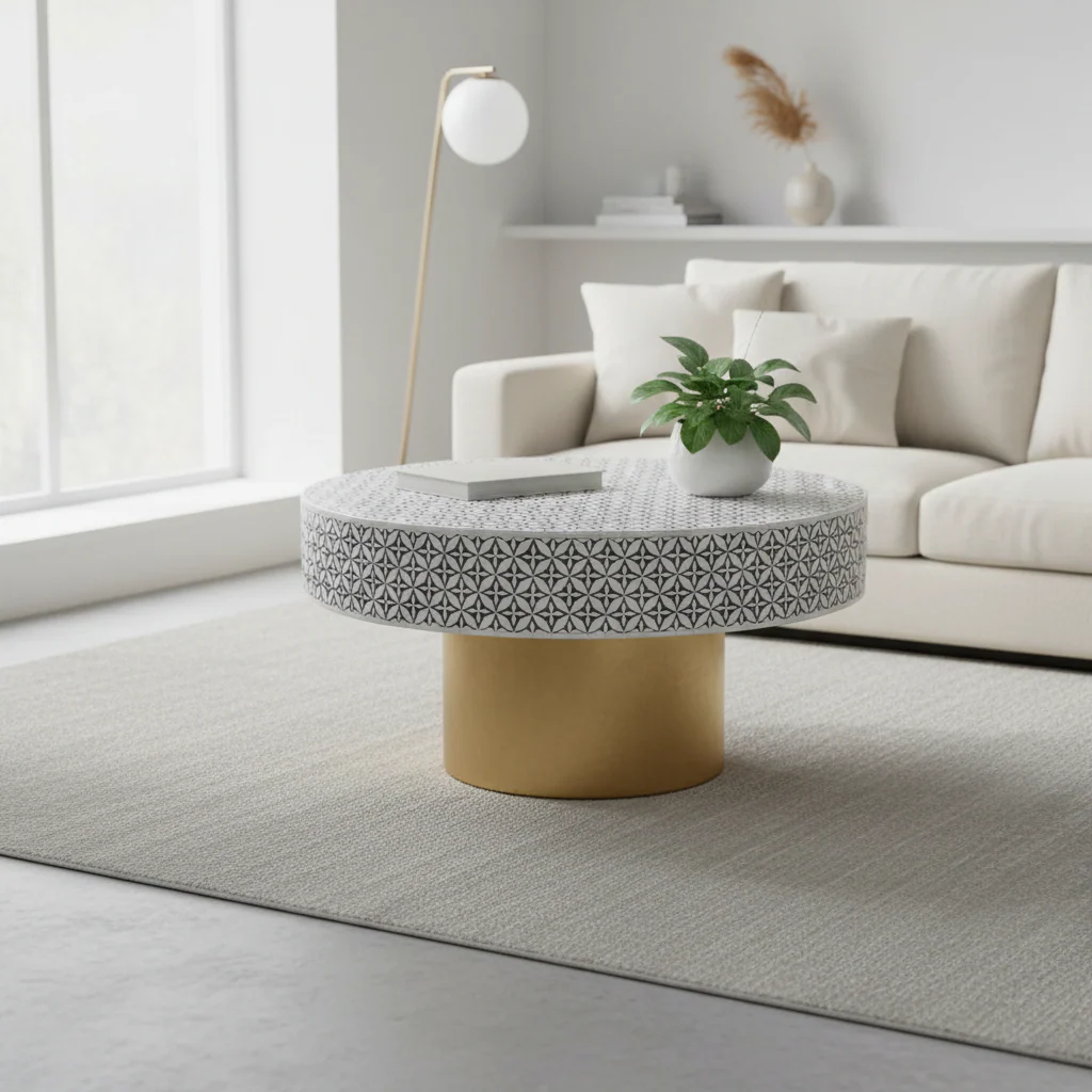 Fusion Round Coffee Table With Gold Base - Image 3