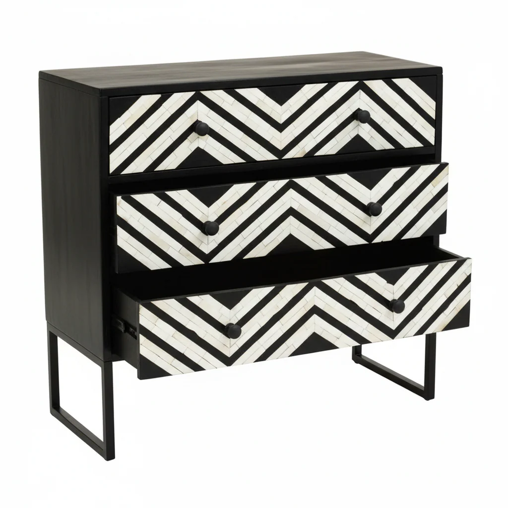 Fusion Three Drawer Chest with Bone Inlay
