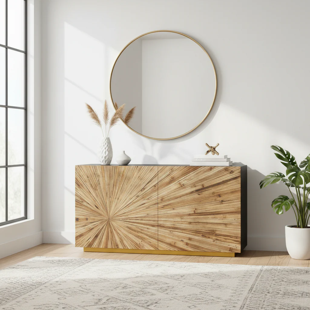 Gabelle Ebony Bamboo Console Table - Image 5