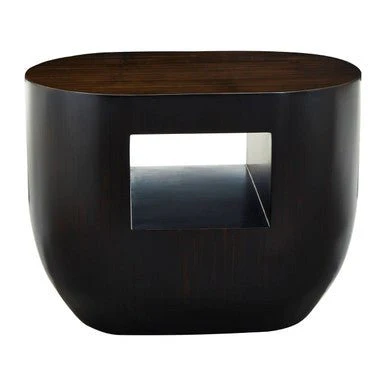 Gabelle Oval Ebony Bamboo Side Table - Image 5