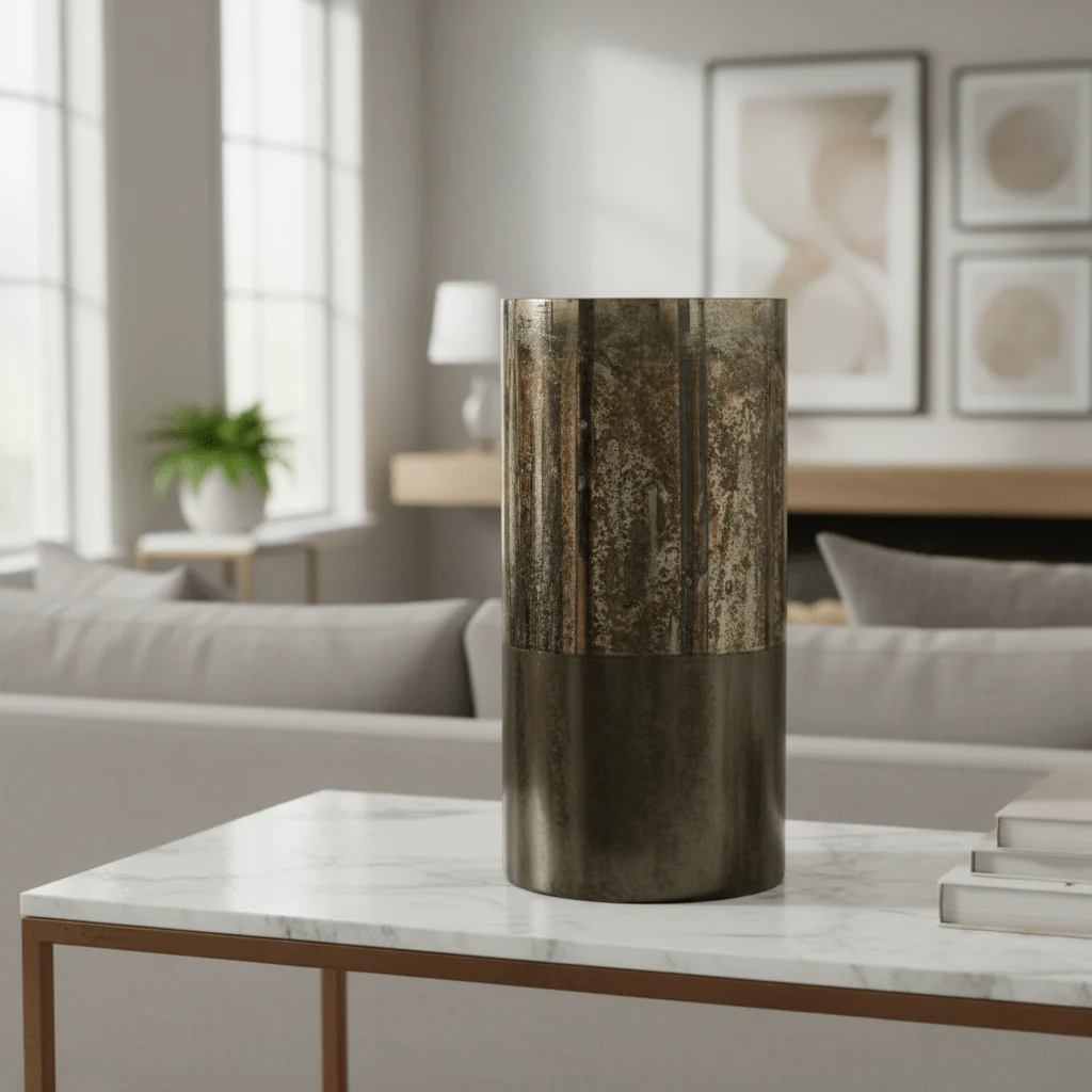 Gaia Antique Effect Black Glass Large Vase - Image 4