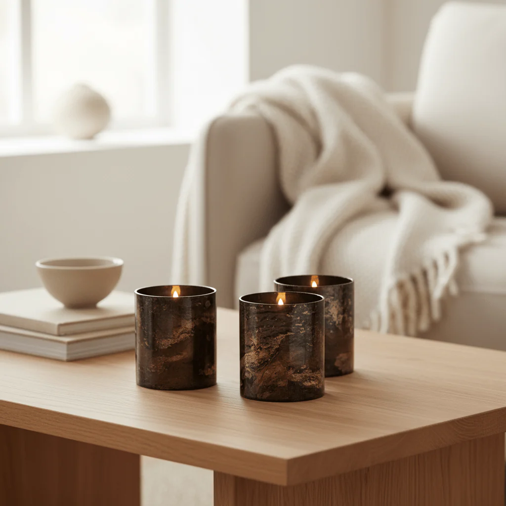 Gaia Set Of 3 Black And Gold Tealight Holders - Image 10