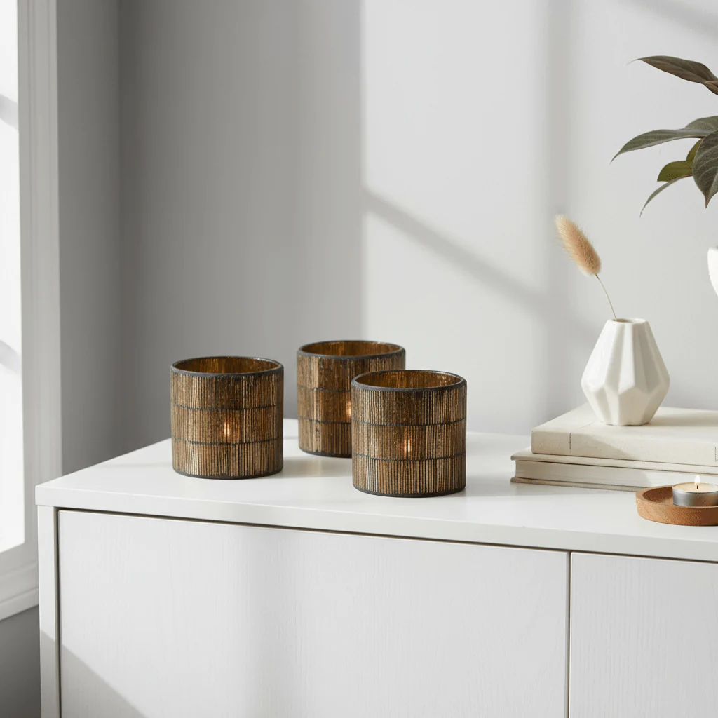 Gaia Set Of 3 Mosaic Tealight Holders - Image 4