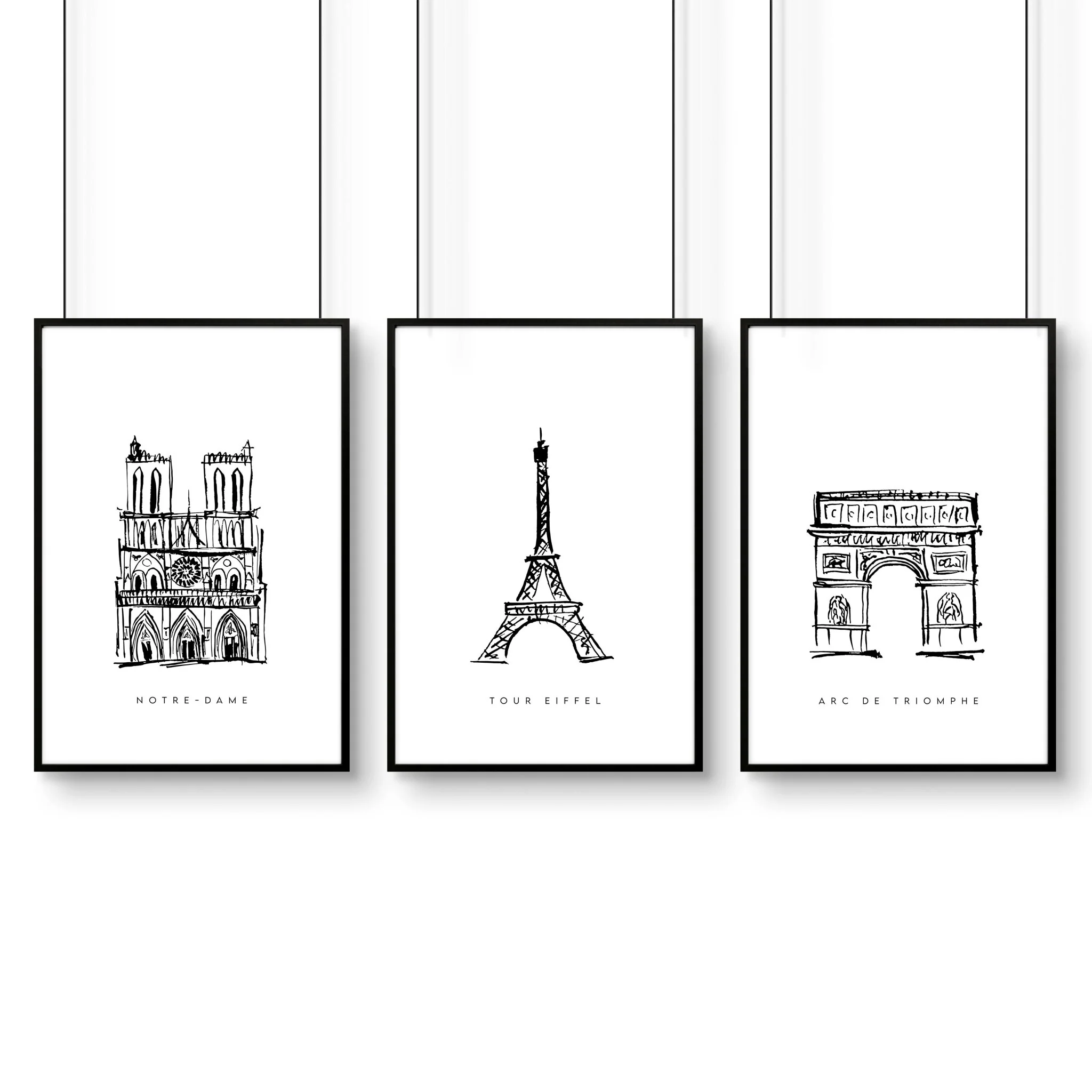 Gallery Wall Framing | Set of 3 Paris Landmarks Wall art Prints - Image 14
