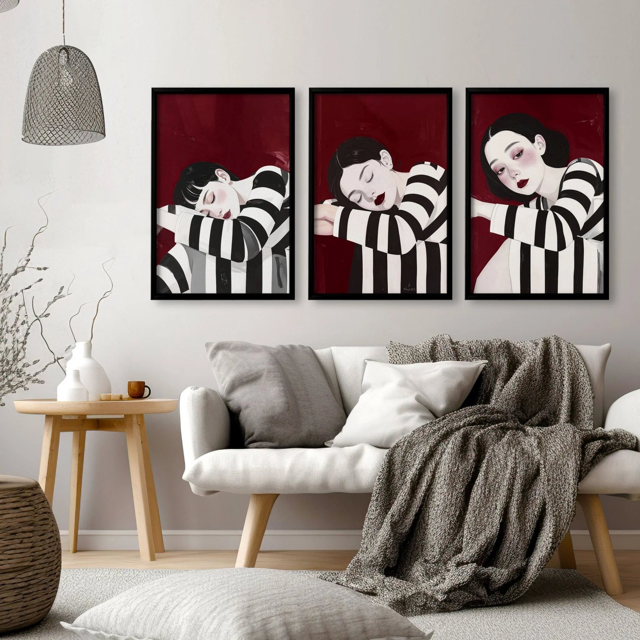 Gallery Walls Living Room | Set of 3 Boho Women Wall art Prints - Image 7