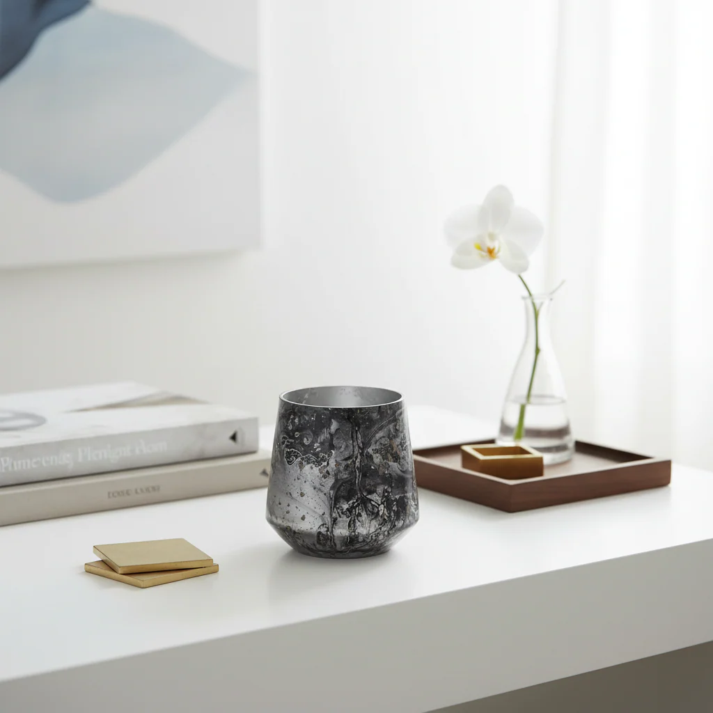 Garan Grey Marble Effect Candle Holder - Image 4