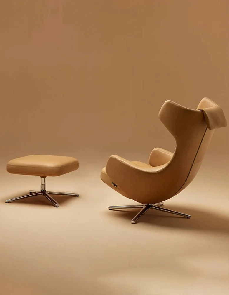 Ghoshal Egg Chair, Wingback Lounge Chair With Recliner & Footstool - Image 2