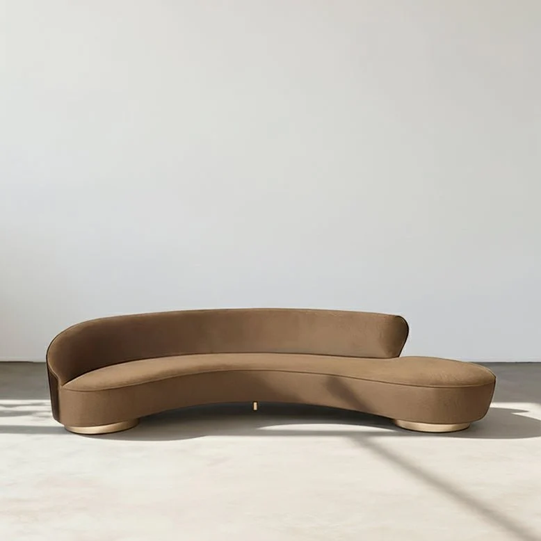 Graham Three Seater Curved Sofa, Velvet