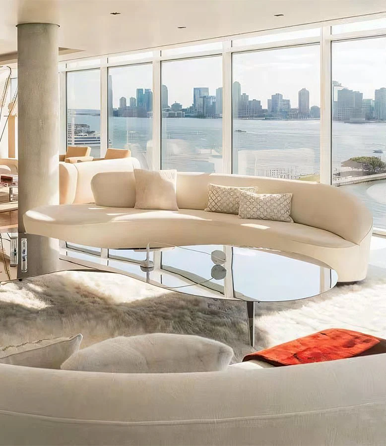 Graham Three Seater Curved Sofa, Velvet - Image 8