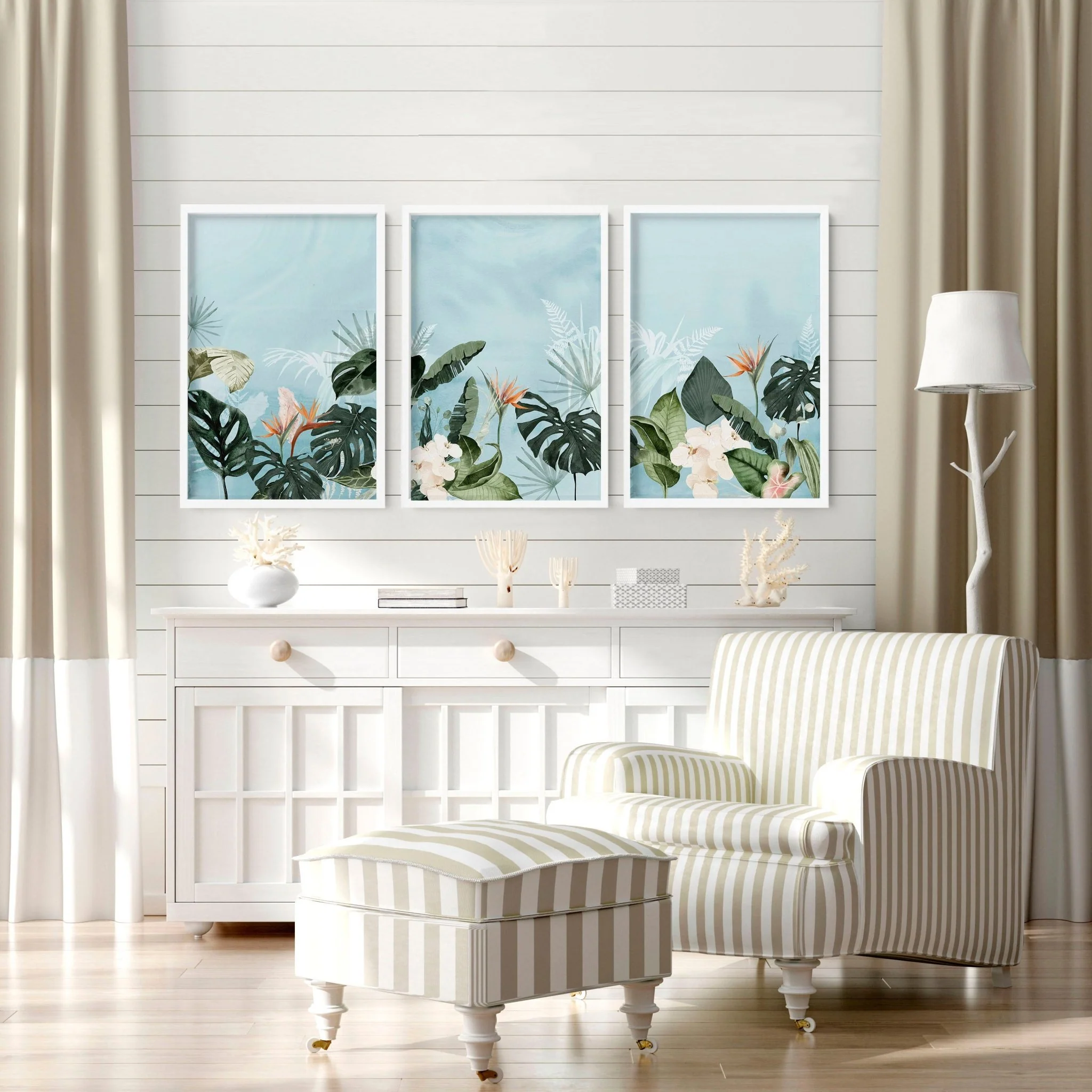 Green wall art for living room | Set of 3 wall art prints - Image 2