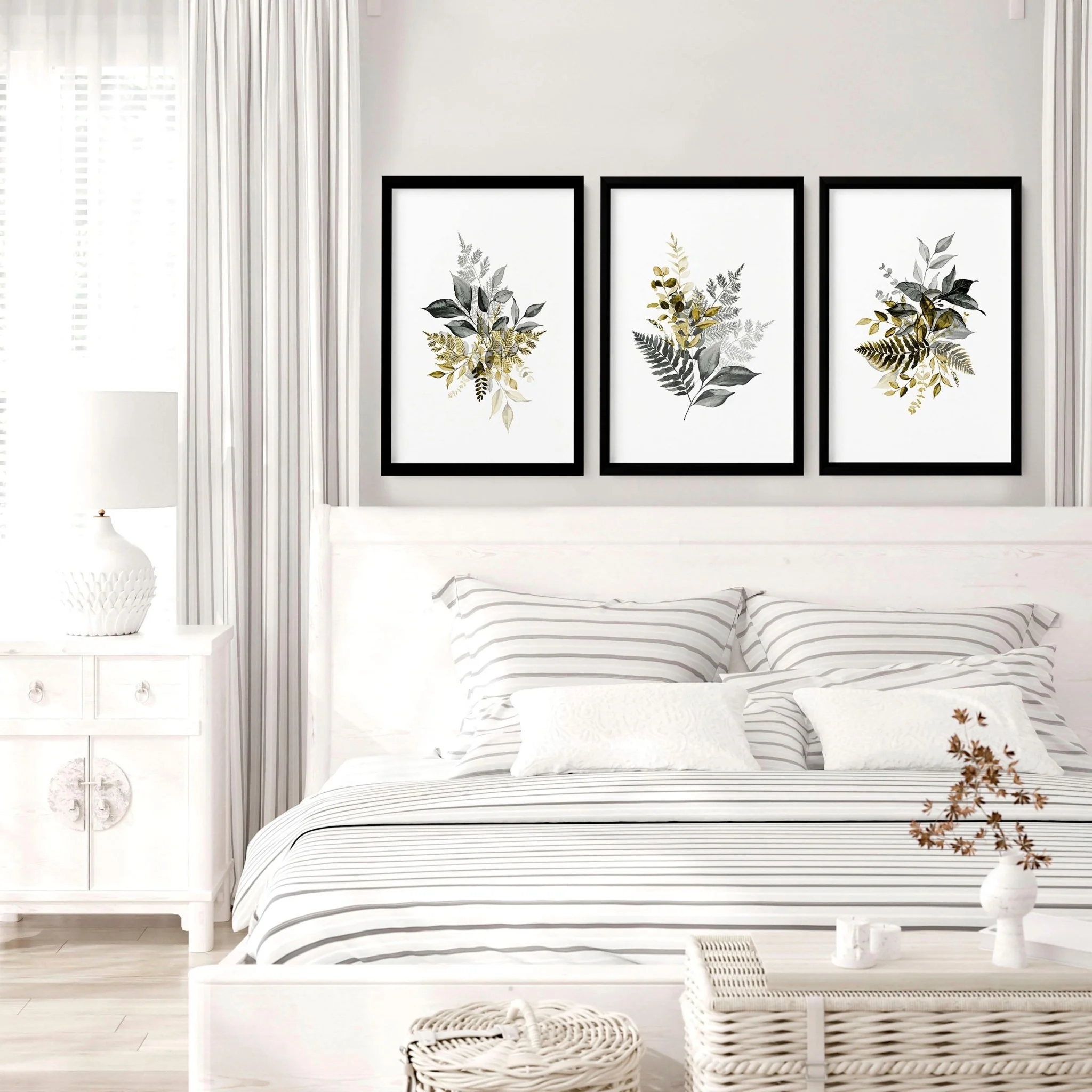 Grey paintings for bedroom | set of 3 wall art prints - Image 2