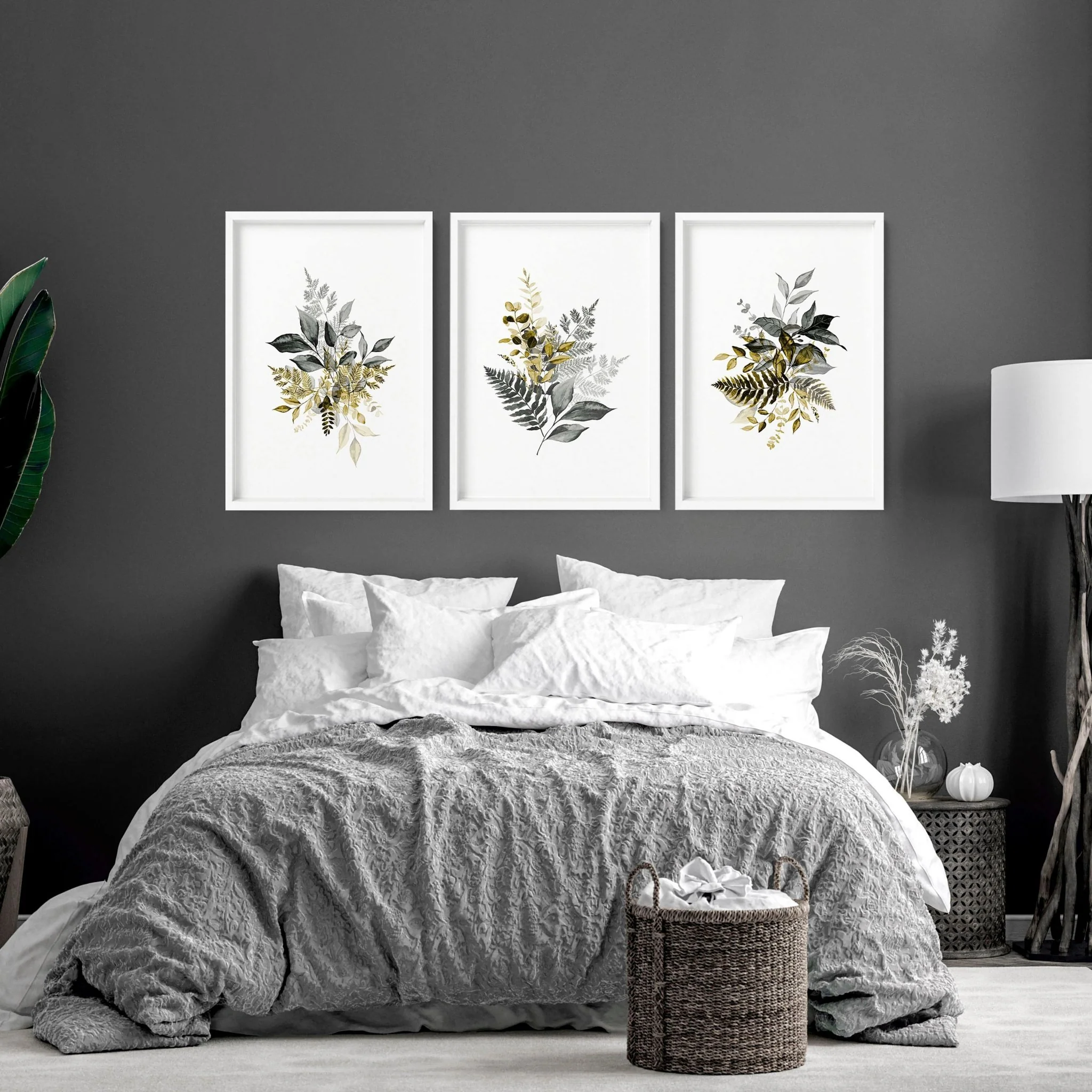 Grey paintings for bedroom | set of 3 wall art prints - Image 8