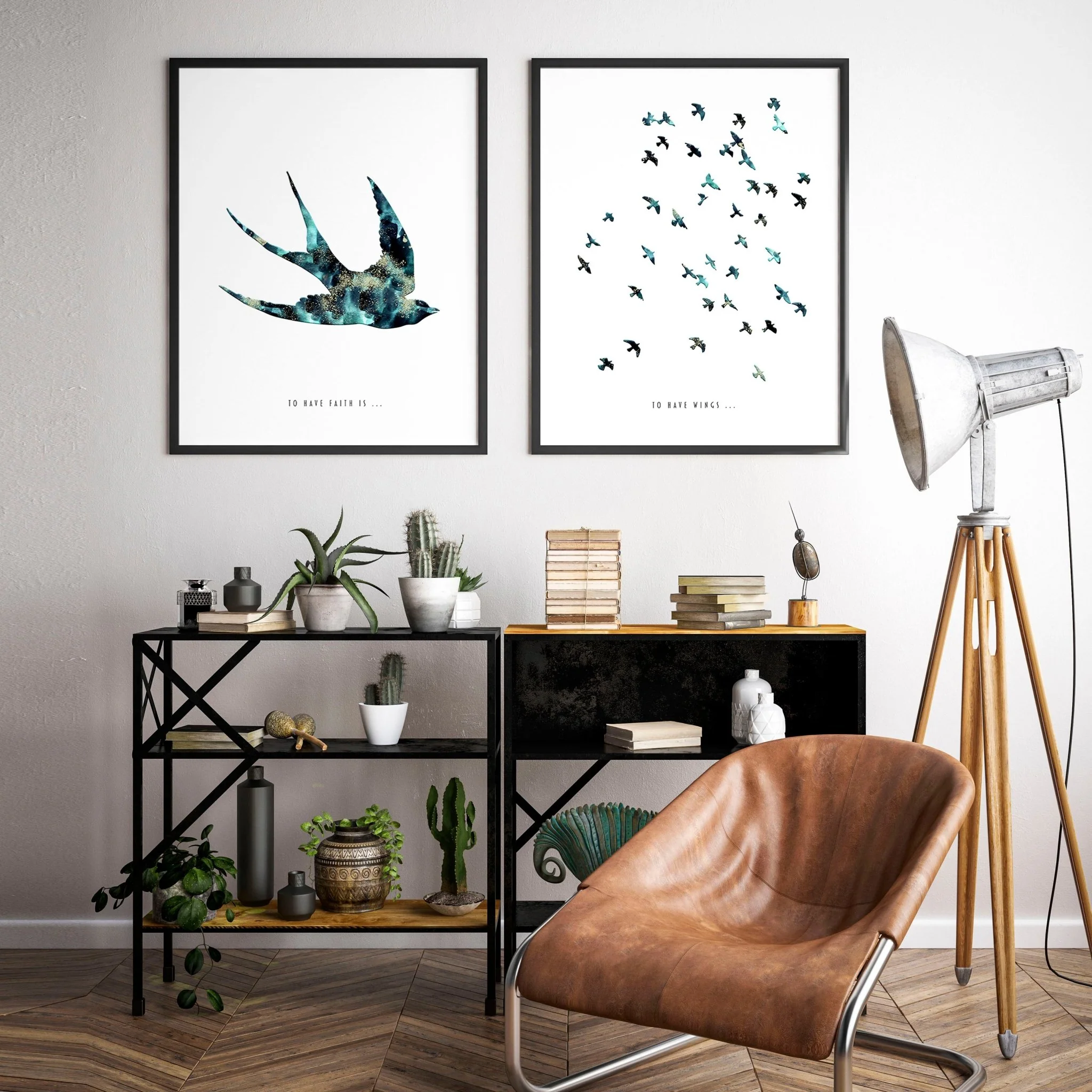 Hallway art | Set of 2 Flying birds wall art prints - Image 3