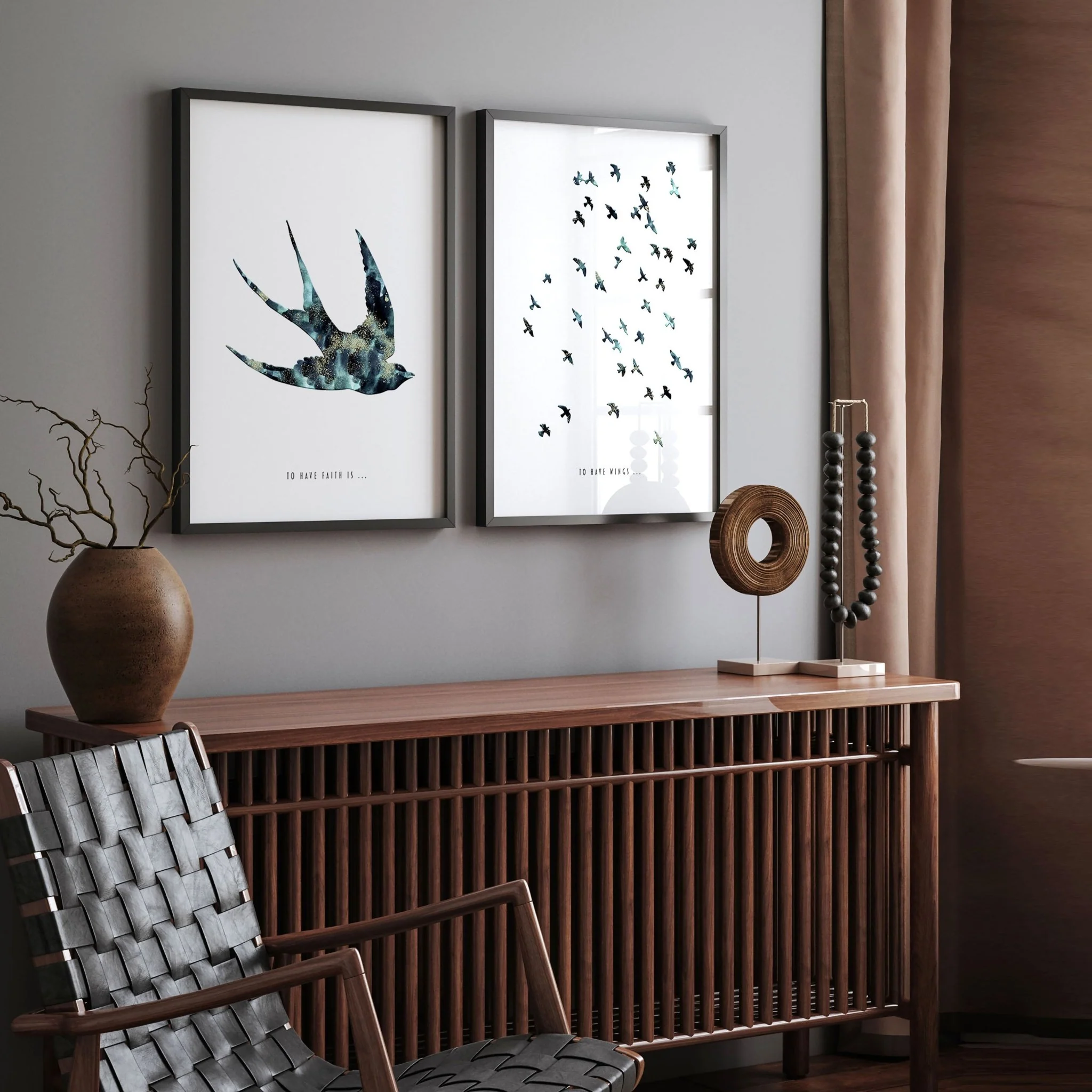 Hallway art | Set of 2 Flying birds wall art prints - Image 4
