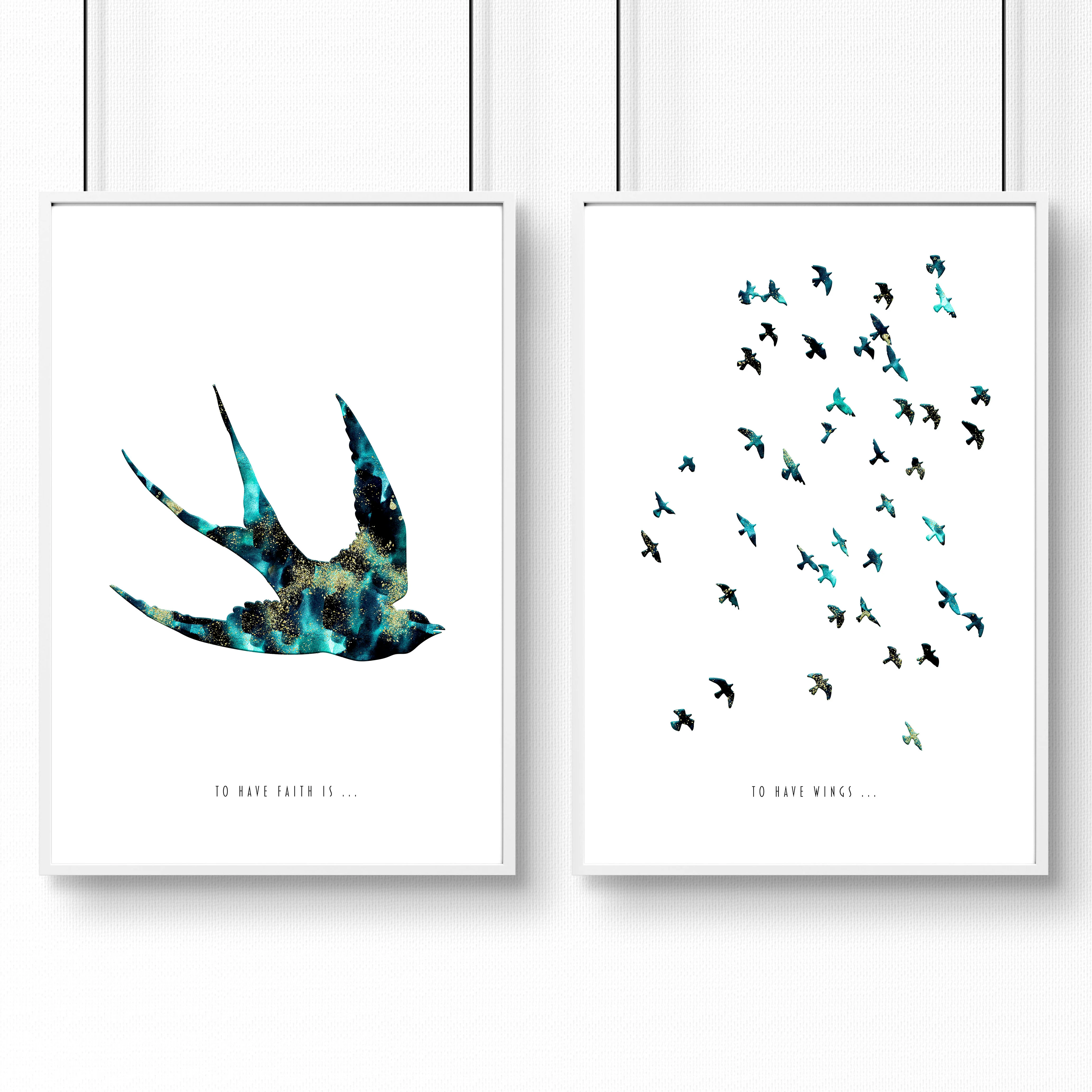 Hallway art | Set of 2 Flying birds wall art prints - Image 8