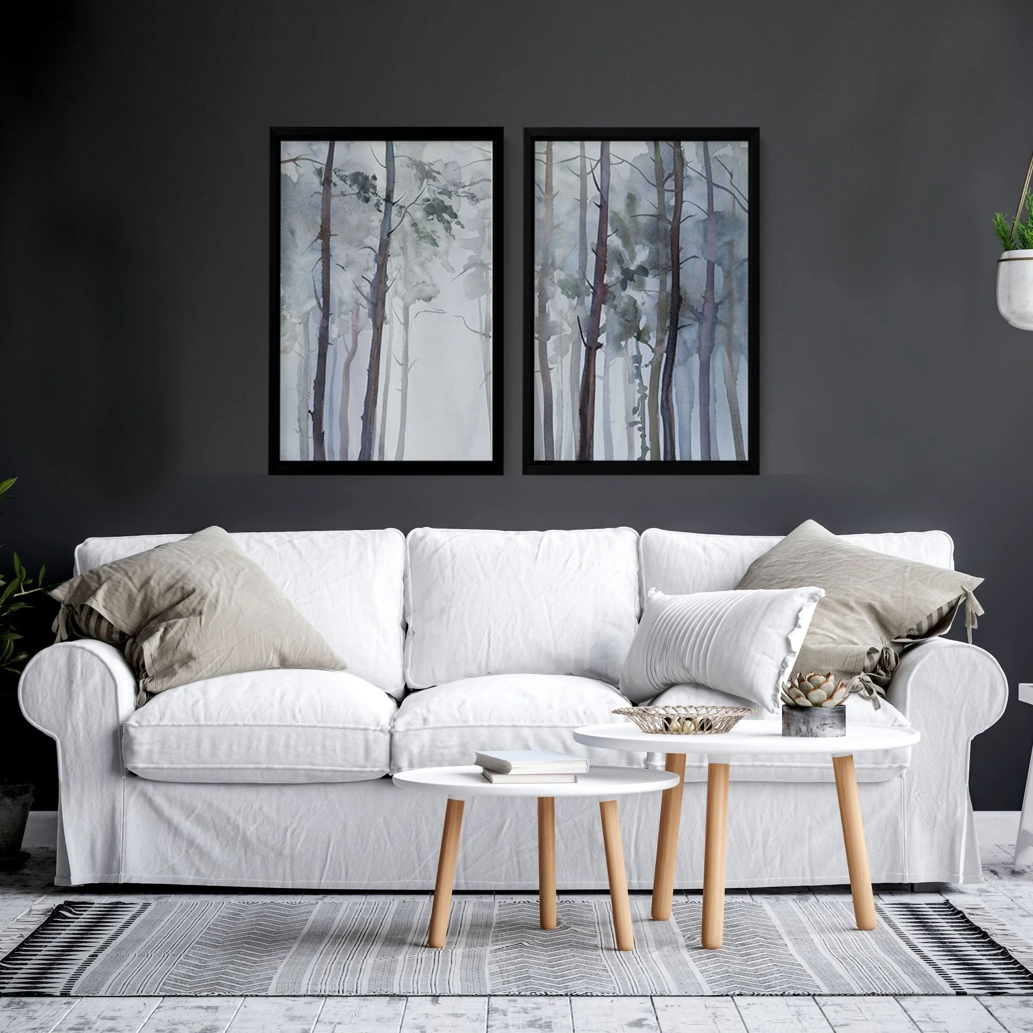 Hallway prints | Set of 2 Blue Forest wall art prints - Image 3