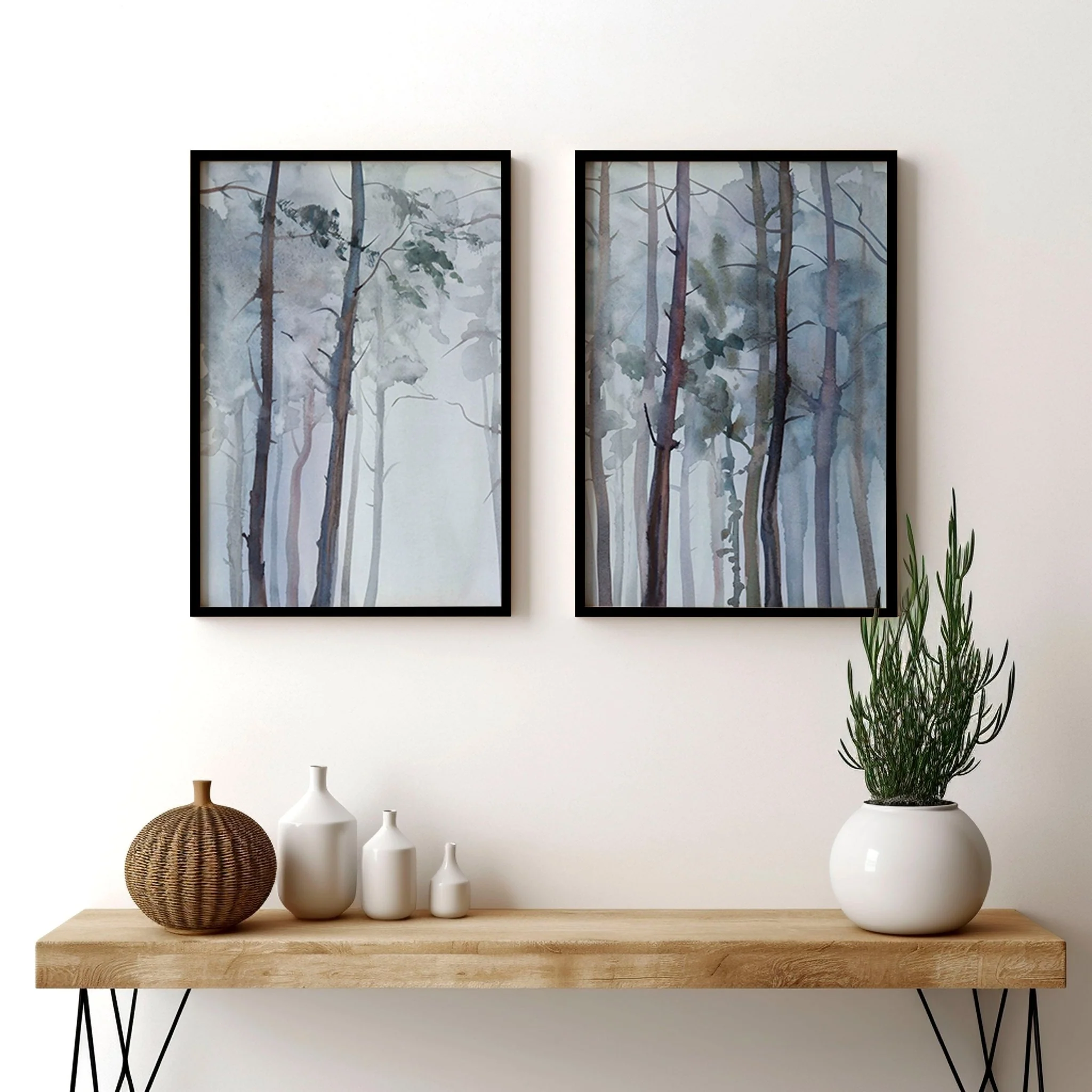 Hallway prints | Set of 2 Blue Forest wall art prints - Image 4