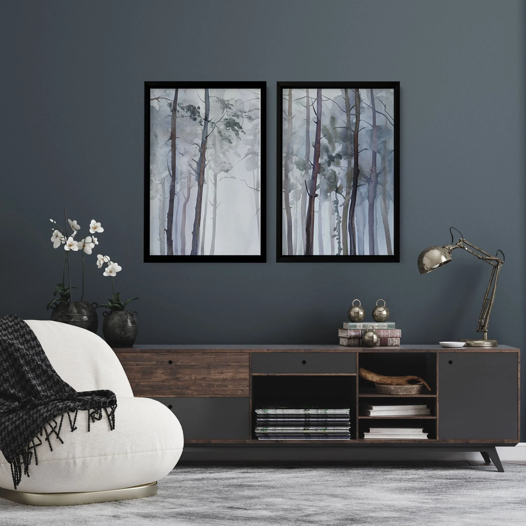 Hallway prints | Set of 2 Blue Forest wall art prints - Image 5