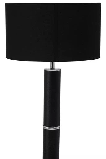 Hanah Black Snake Leather Effect Floor Lamp with Chrome Base and Black Shade - Image 3