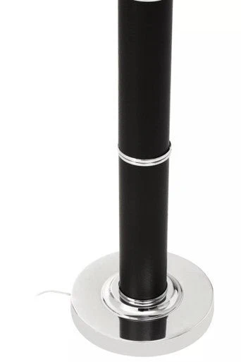 Hanah Black Snake Leather Effect Floor Lamp with Chrome Base and Black Shade - Image 4