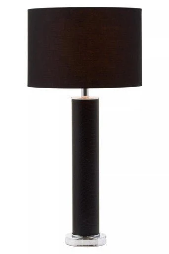 Hanah Black Snake Leather Effect Table Lamp with Chrome Base - Image 2