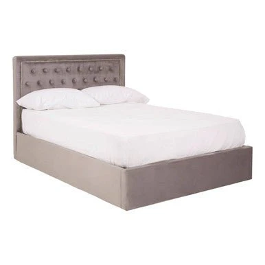 Hannah Grey Velvet Ottoman Bed Double - Image 4