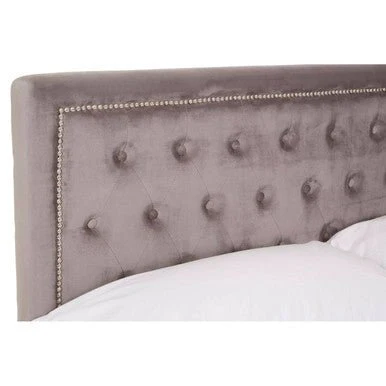 Hannah Grey Velvet Ottoman Bed Double - Image 5
