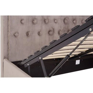 Hannah Grey Velvet Ottoman Bed Double - Image 7