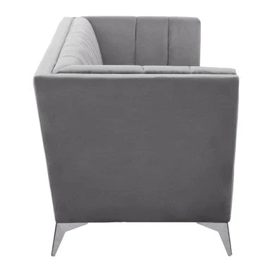 Hansa Three Seat Grey Velvet Sofa - Image 4