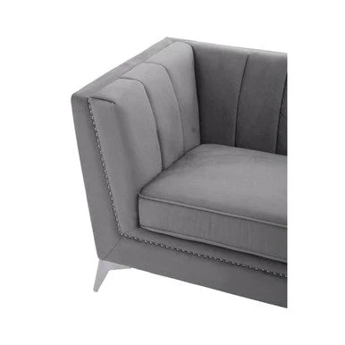 Hansa Three Seat Grey Velvet Sofa - Image 8