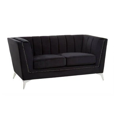 Hansa Two Seat Black Velvet Sofa - Image 3