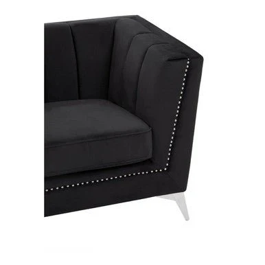Hansa Two Seat Black Velvet Sofa - Image 9