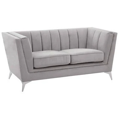 Hansa Two Seat Grey Velvet Sofa - Image 2