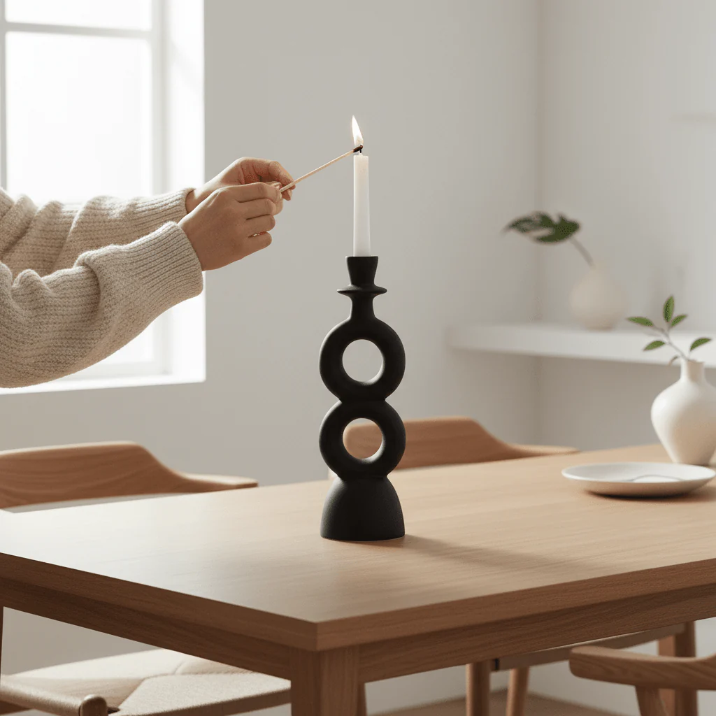 Hapax Large Black Candle Holder - Image 2