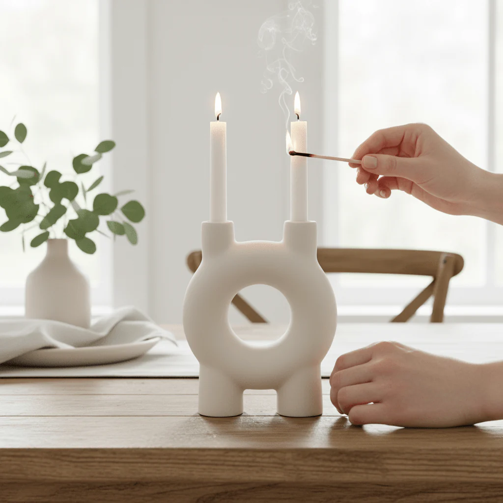 Hapax Small Cream Candle Holder - Image 2