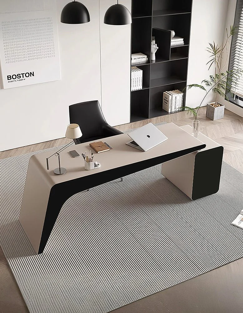 Hargrove Office Desk With Chest Of Drawers, Khaki & Black - Image 6
